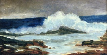 Landscapes Painting - breaking surf George luks waves seascape beach landscape